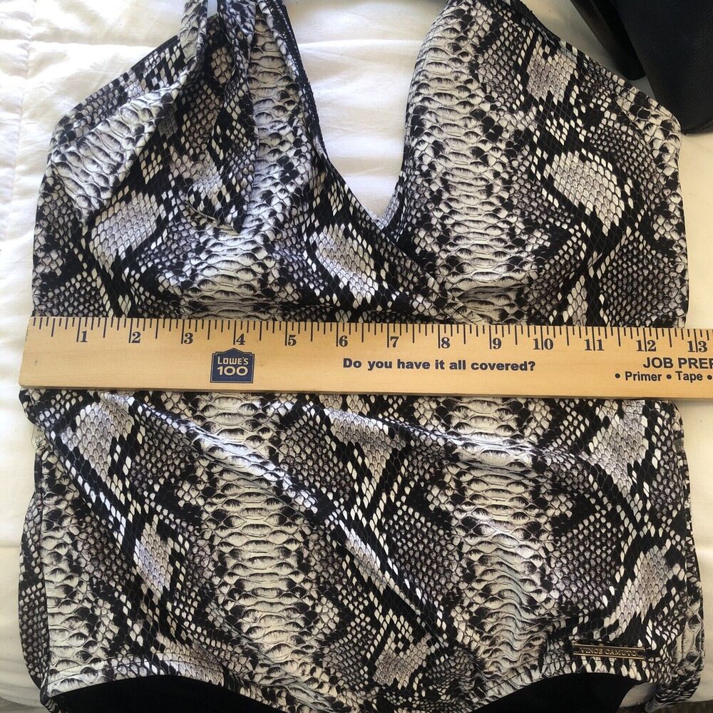 Vince Camuto Women's Snake Print  One Piece Swimsuit  Size 10 black V Neck  Wrap - Picture 9 of 9